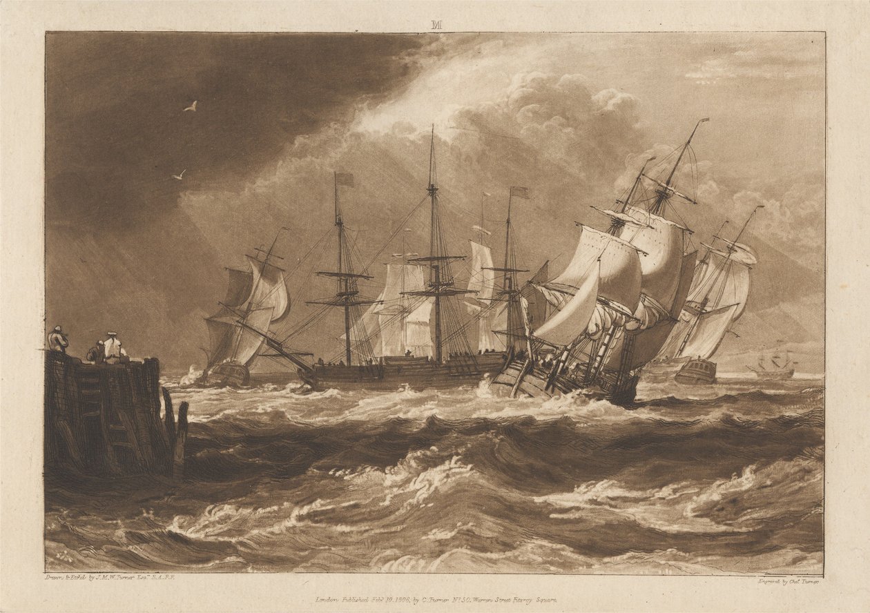 Skibe i en brise af Joseph Mallord William Turner