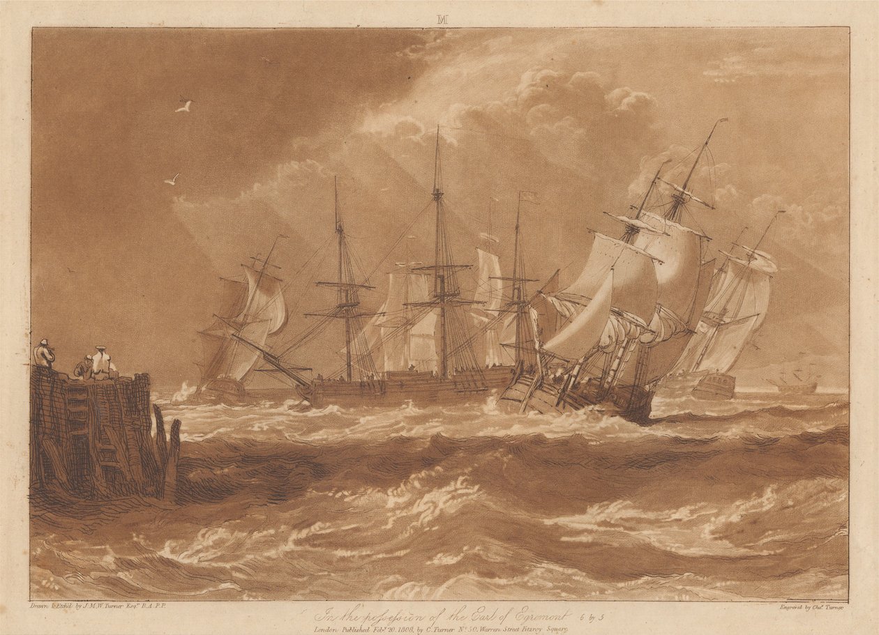 Skibe i en brise af Joseph Mallord William Turner