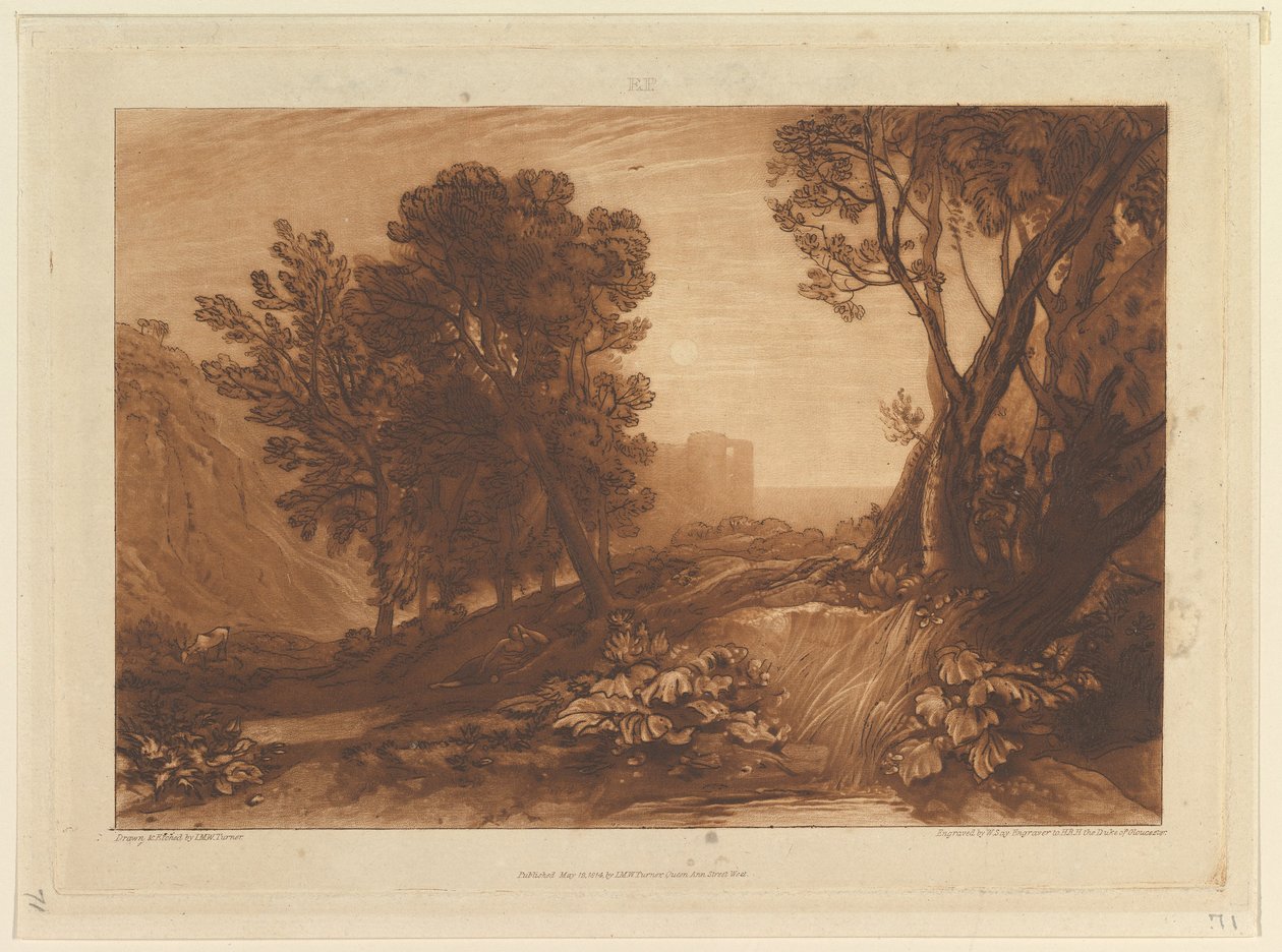 Solitude, eller The Reading Magdalen Liber Studiorum, del XI, tavle 53, 12. maj 1814. af Joseph Mallord William Turner