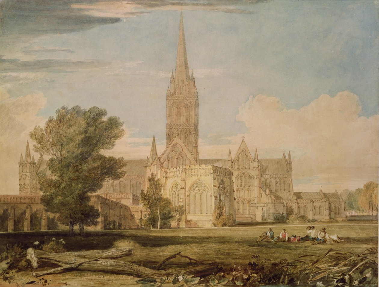South View af Salisbury Cathedral, 1797-98 af Joseph Mallord William Turner