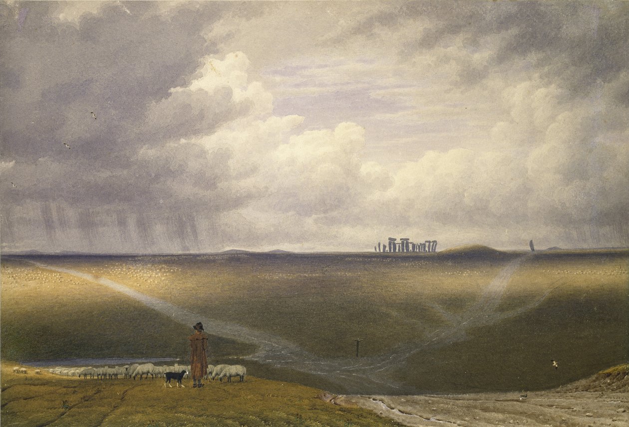 Stonehenge - En regnfuld dag (akvarel på papir) af Joseph Mallord William Turner