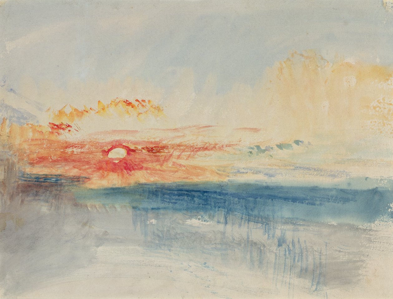 Auringonlasku, n. 1845 (akvarelli paperille) af Joseph Mallord William Turner