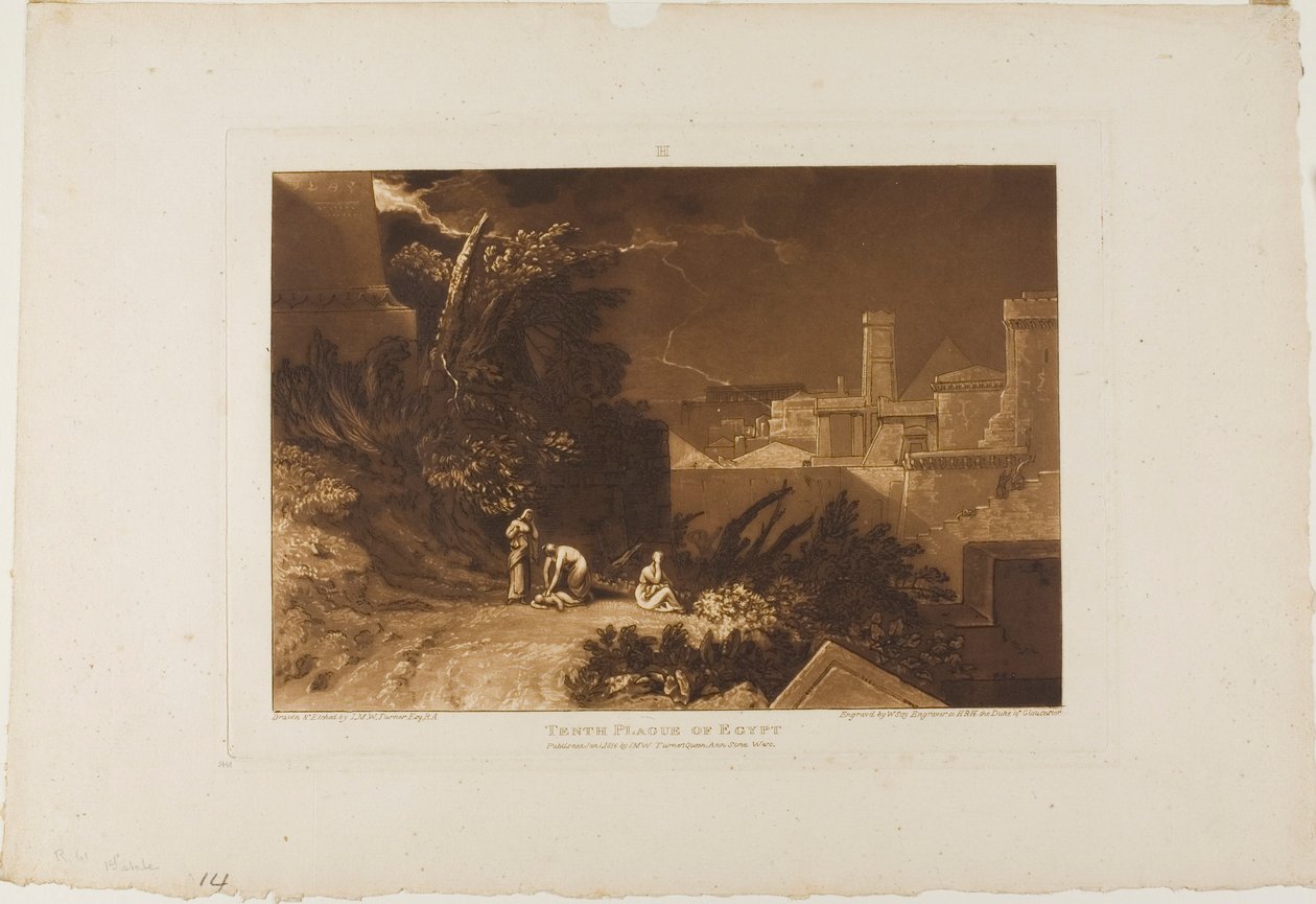 Egyptens tiende plage, plade 61 fra Liber Studiorum af Joseph Mallord William Turner