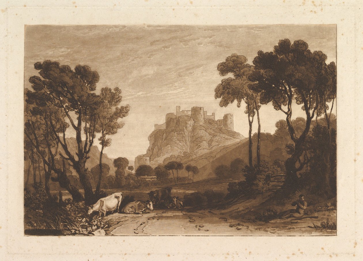 Slottet over engene Liber Studiorum, del II, tavle 8, 1808. af Joseph Mallord William Turner