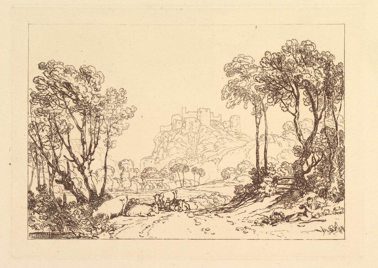 Slottet over engene Liber Studiorum, del II, tavle 8, 1808. af Joseph Mallord William Turner