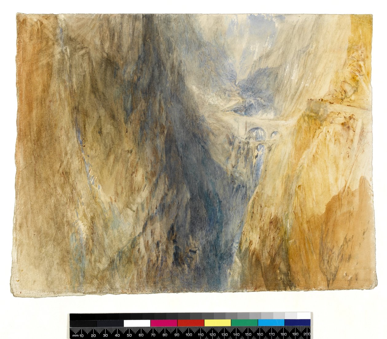 The Devils Bridge, St Gothard (wc med pen og blæk over blyant på papir) af Joseph Mallord William Turner
