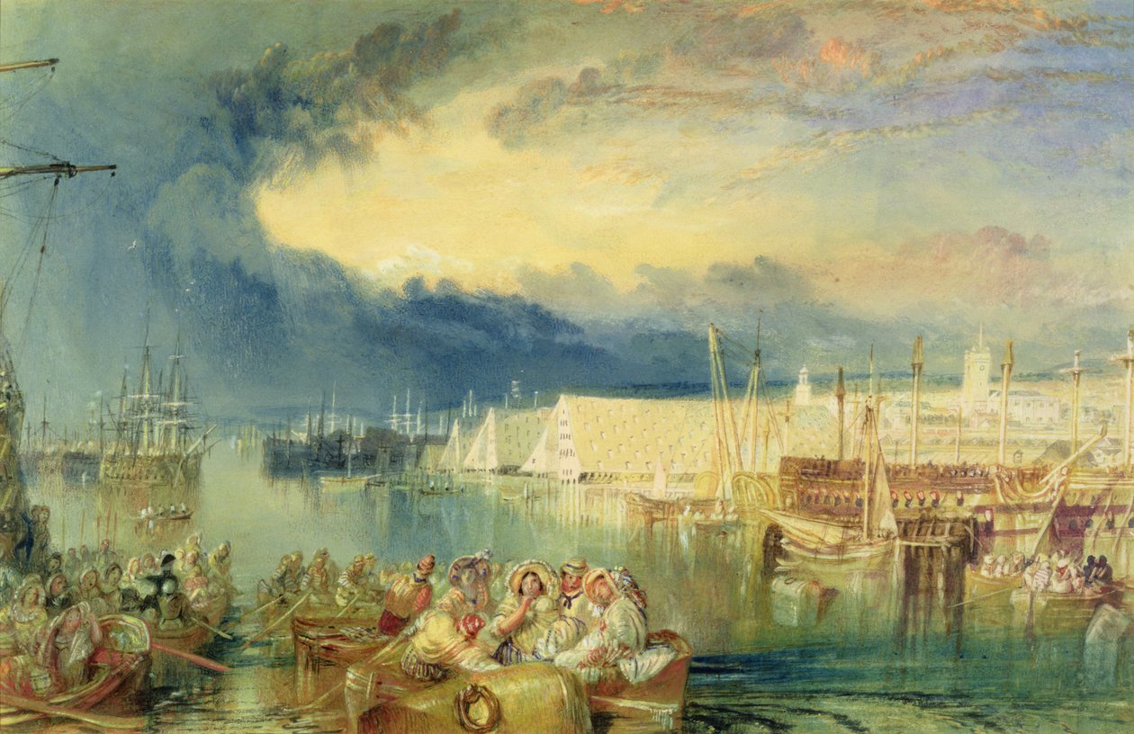 Værftet, Devonport, ca. 1825-29 (wc & gouache på papir) af Joseph Mallord William Turner