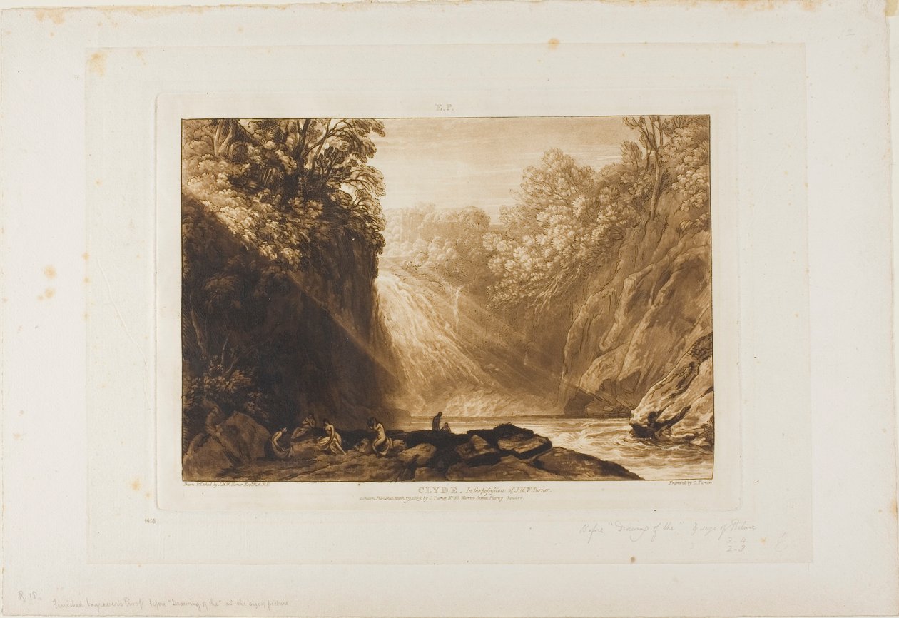 The Fall of the Clyde, tallerken 18 fra Liber Studiorum af Joseph Mallord William Turner