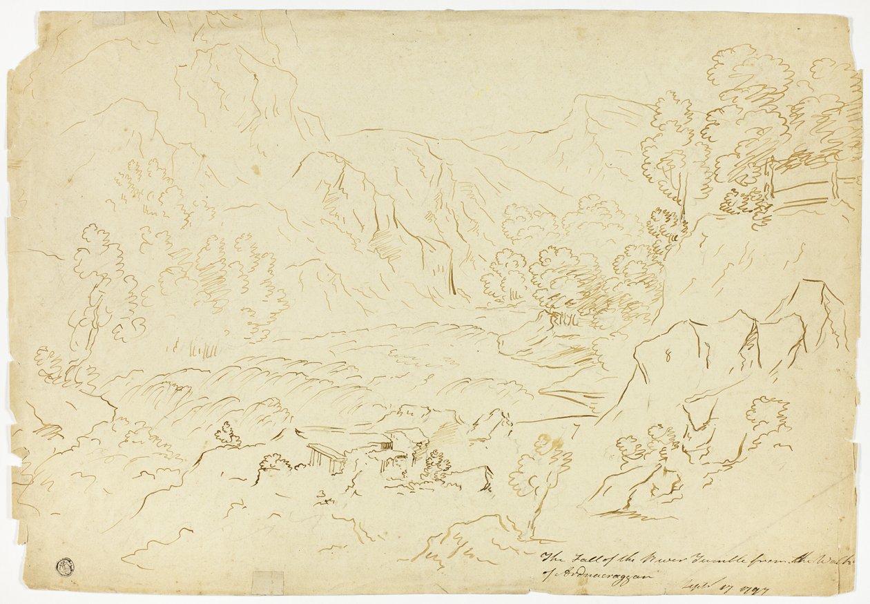 The Fall of the River Tumble (recto); Udsigt over Fastraly (verso) af Joseph Mallord William Turner