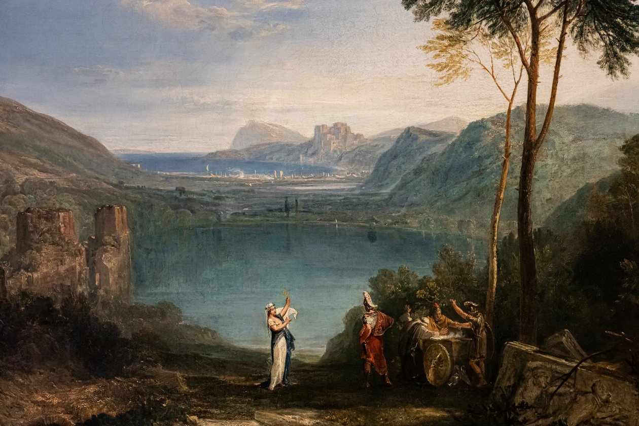 Avernus-søen, Aeneas, Cumaean Sybil, detaljer af Joseph Mallord William Turner