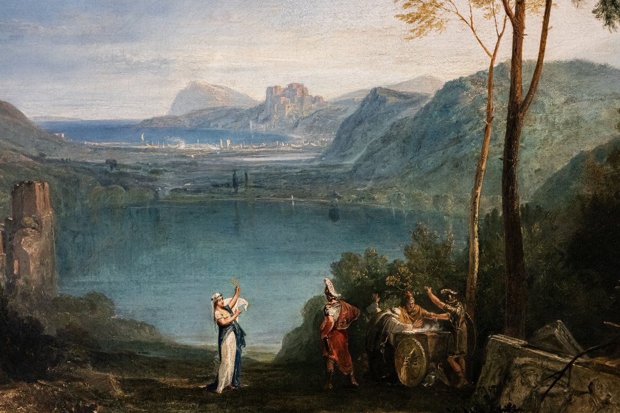Avernus-søen, Aeneas, Cumaean Sybil, detaljer af Joseph Mallord William Turner
