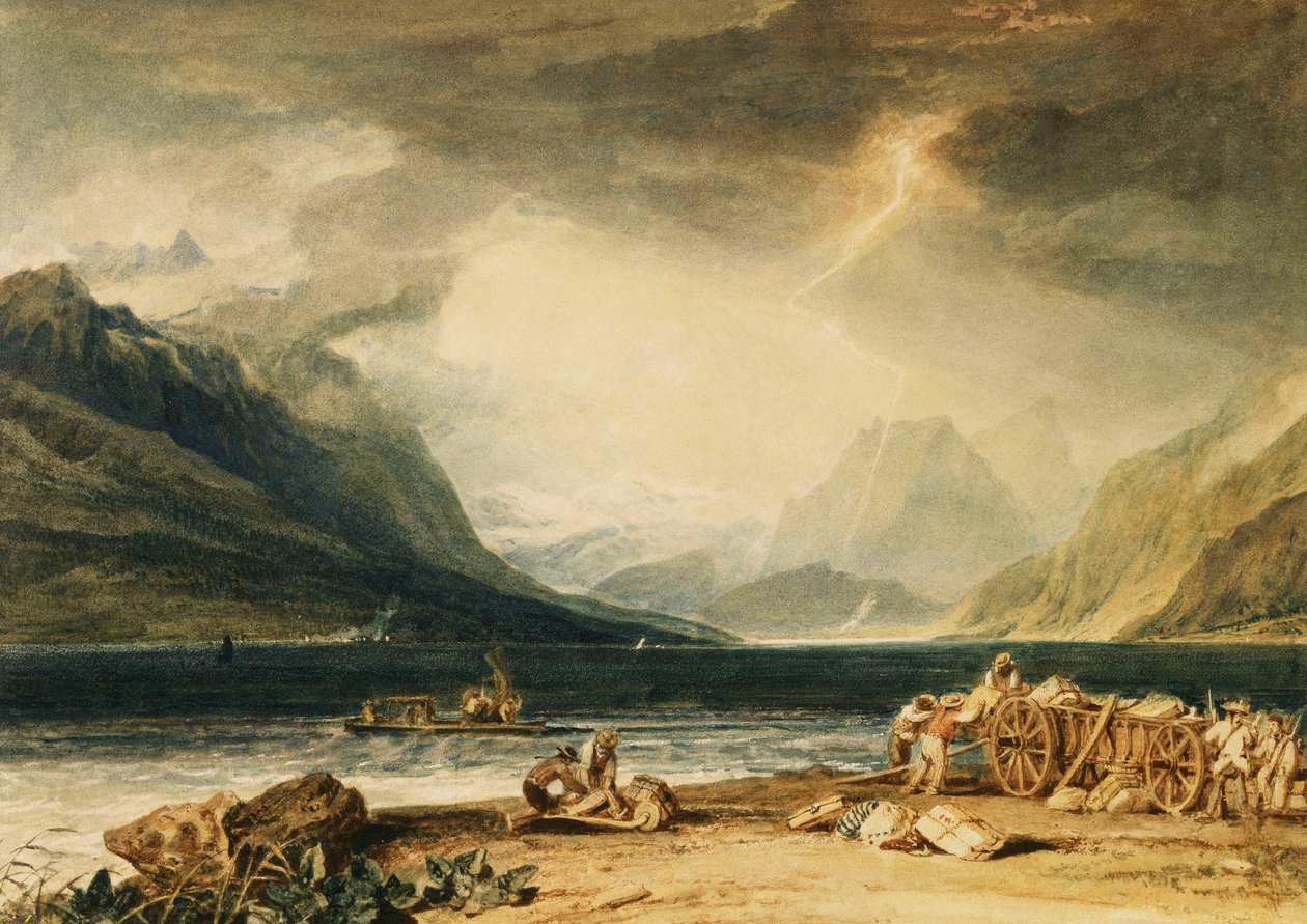 Thun-søen, Schweiz, ca. 1802-10 (akvarel) af Joseph Mallord William Turner