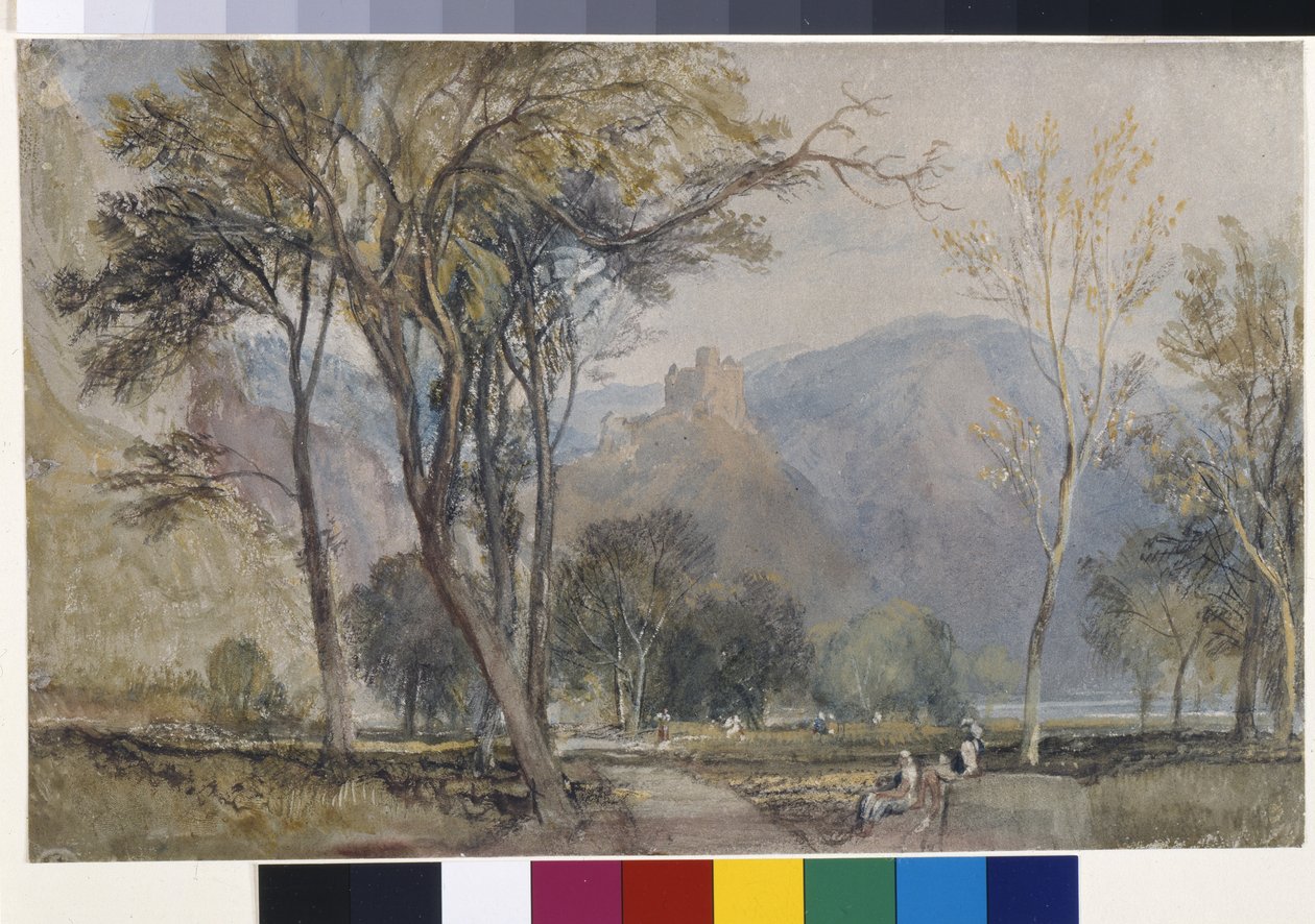 Marxburg (akvarel på hvidt papir lavet med en grå vask) af Joseph Mallord William Turner