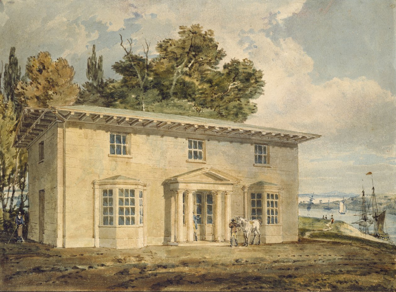 Penrhyn Arms ved Port Penrhyn, ca. 1797 - 1798 (akvarel med kuglepen og brunt blæk) af Joseph Mallord William Turner