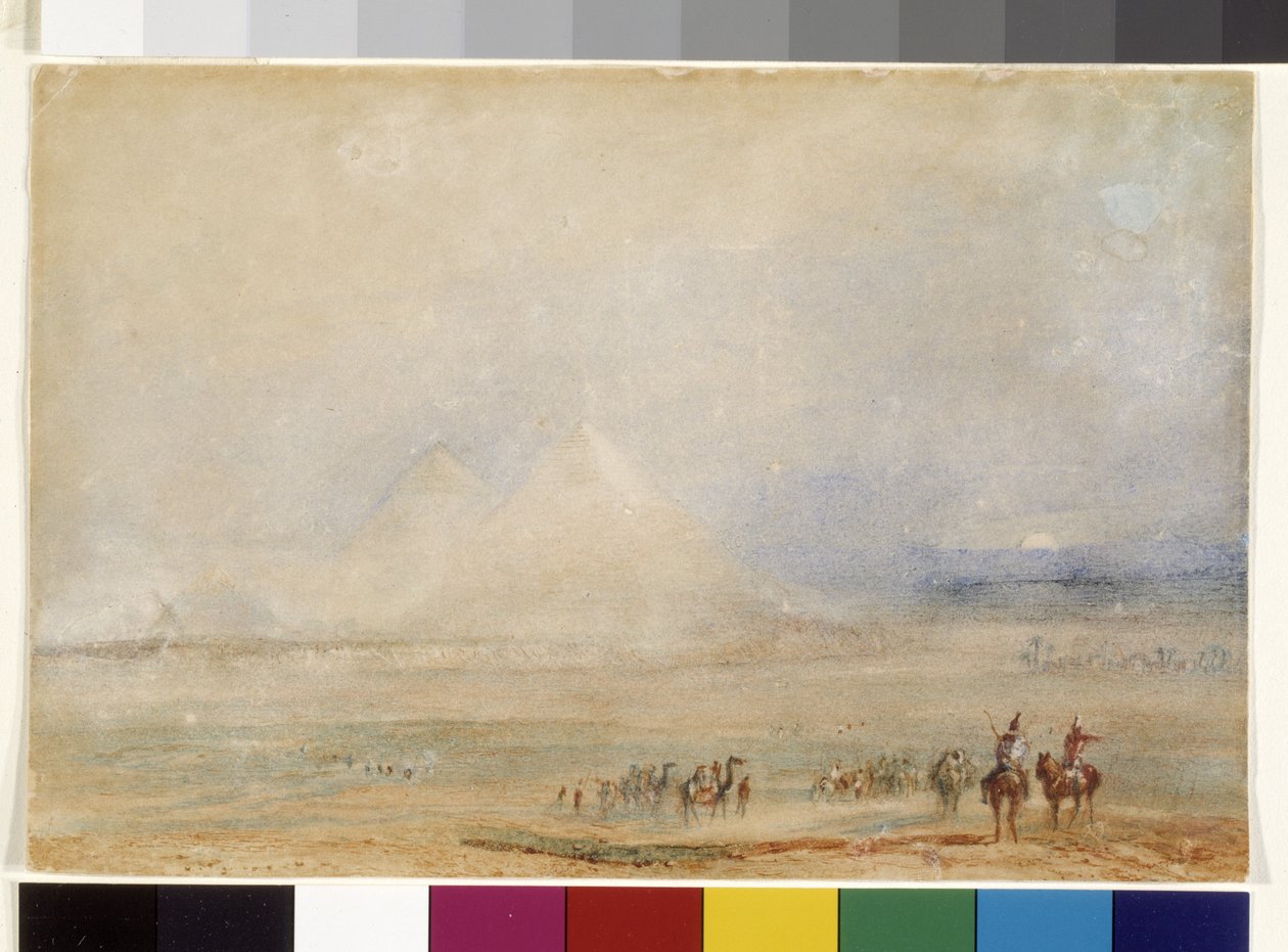 Pyramiderne ved Gizeh, ca. 1832 (akvarel på hvidt papir) af Joseph Mallord William Turner