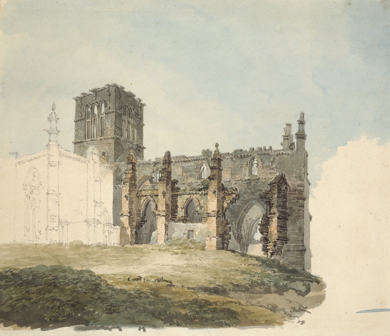 The Ruined Abbey at Haddington, ca. 1794 (akvarel over grafit på vævet papir) af Joseph Mallord William Turner