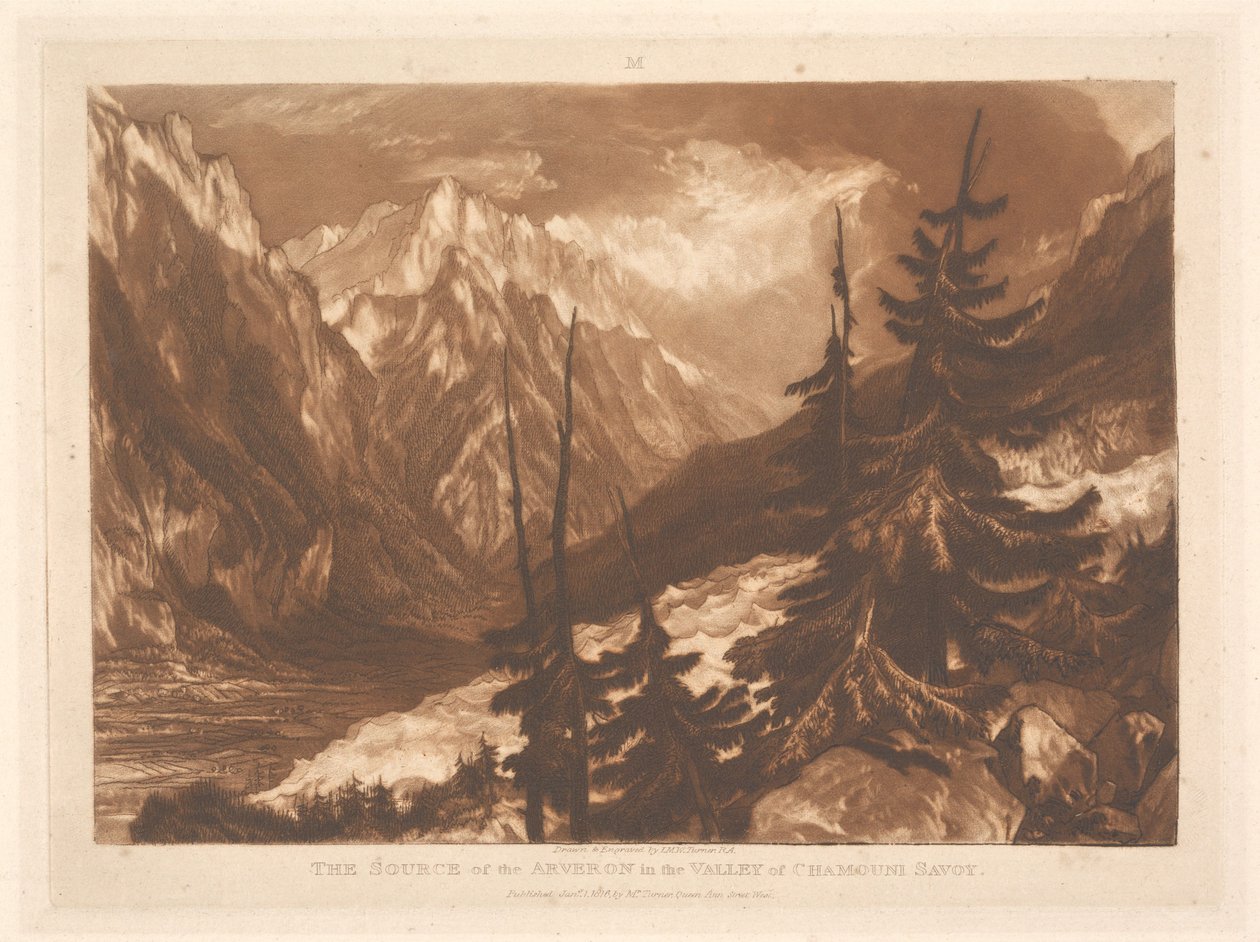 Arverons kilde i Chamonix-dalen, Savoyen af Joseph Mallord William Turner