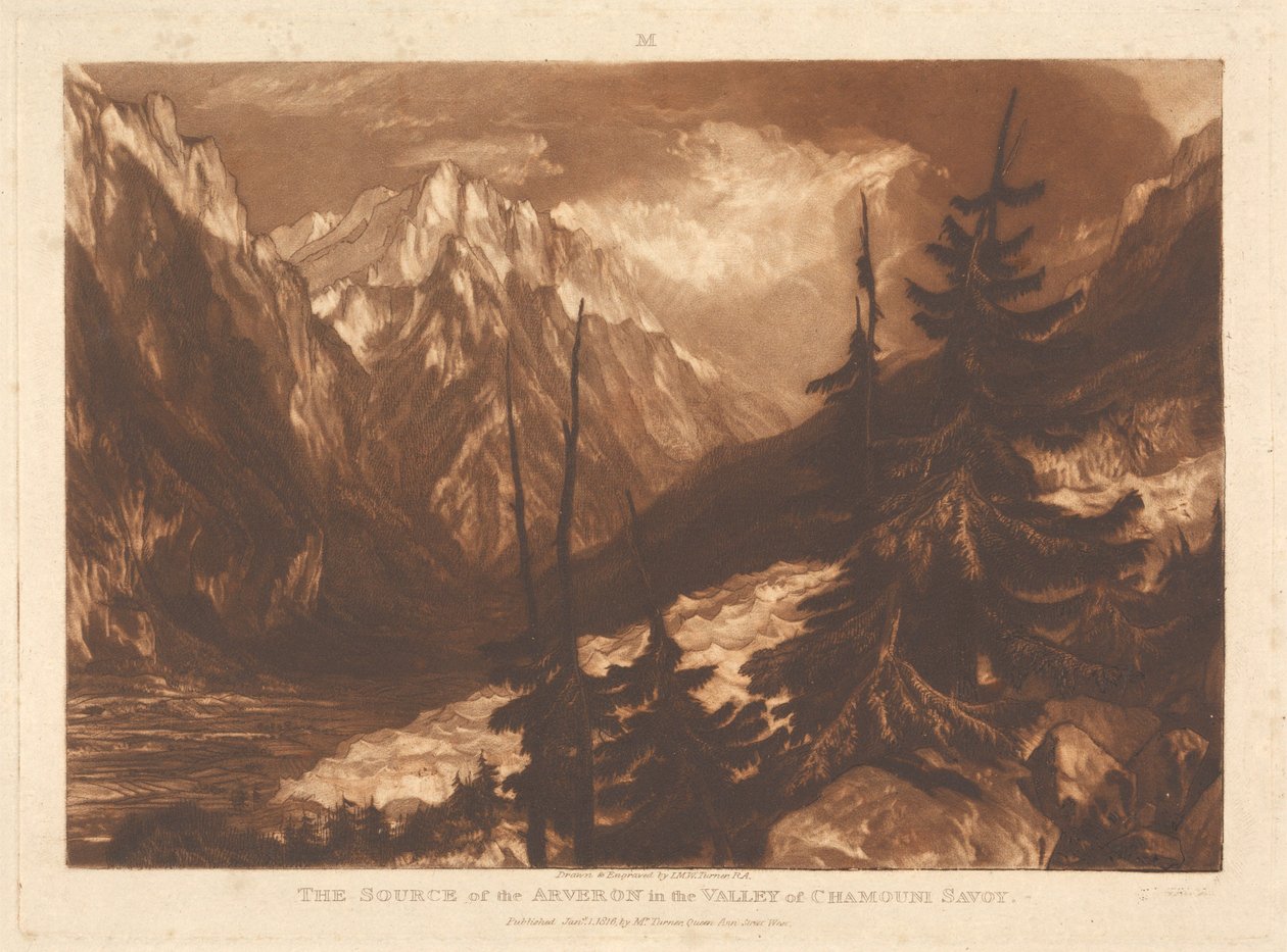 Arverons kilde i Chamonix-dalen, Savoyen af Joseph Mallord William Turner