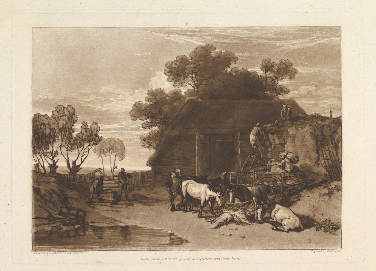 The Straw Yard Liber Studiorum, del II, plade 7, 20. februar 1808. af Joseph Mallord William Turner