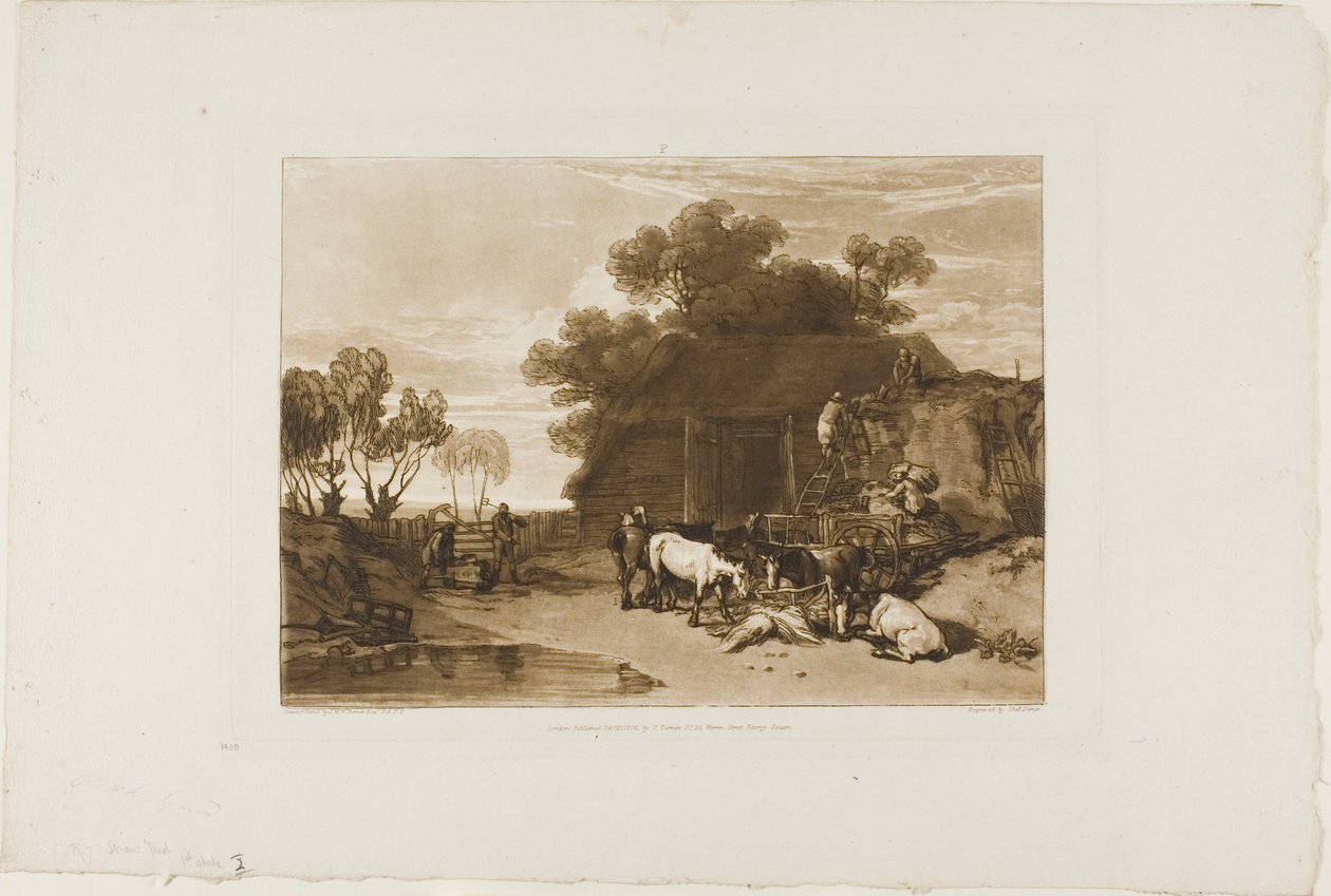 The Straw Yard, tallerken 7 fra Liber Studiorum af Joseph Mallord William Turner