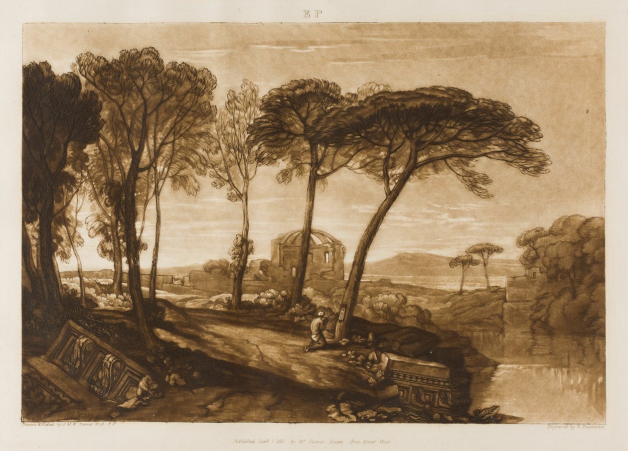 Templet af Minerva Medica, plade 23 fra Liber Studiorum af Joseph Mallord William Turner