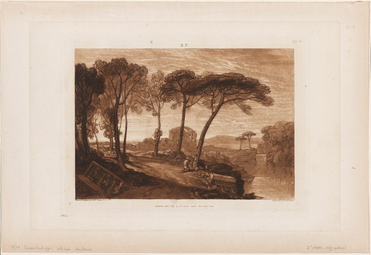 Templet af Minerva Medica, plade 23 fra Liber Studiorum af Joseph Mallord William Turner