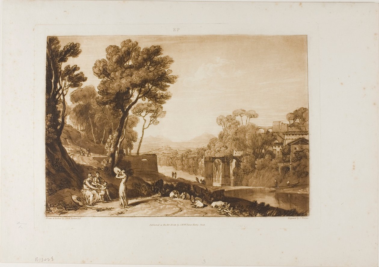 The Woman and Tambourine, tallerken 3 fra Liber Studiorum af Joseph Mallord William Turner