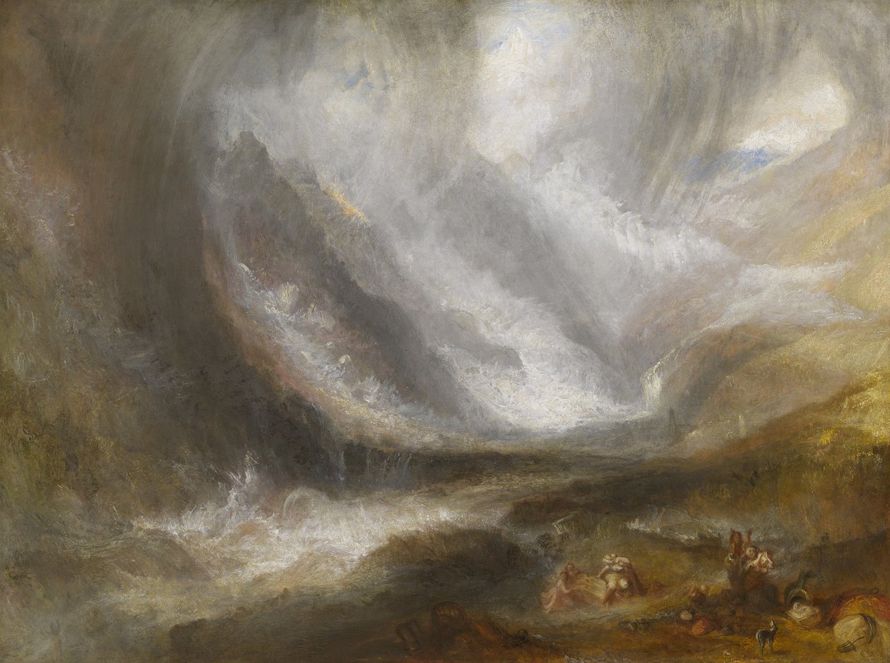 Aosta-dalen: Snestorm, lavine og tordenvejr, 1836-37 af Joseph Mallord William Turner