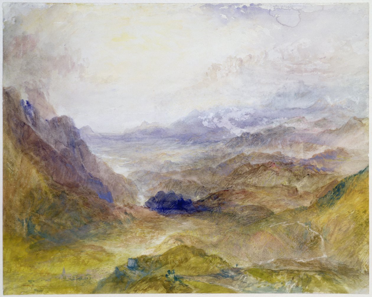 Udsigt langs en alpedal, muligvis Val d"Aosta af Joseph Mallord William Turner