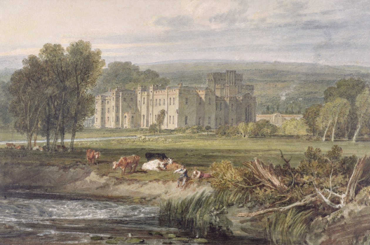 Udsigt over Hampton Court, Herefordshire, fra sydøst, ca. 1806 (akvarel over grafit på vævet papir) af Joseph Mallord William Turner