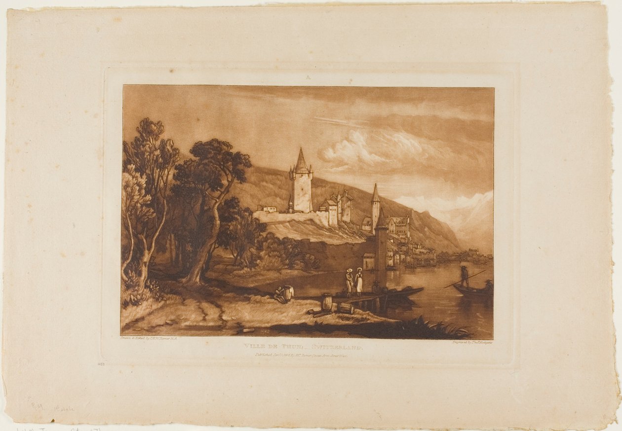 Ville de Thun, plade 59 fra Studiebogen af Joseph Mallord William Turner