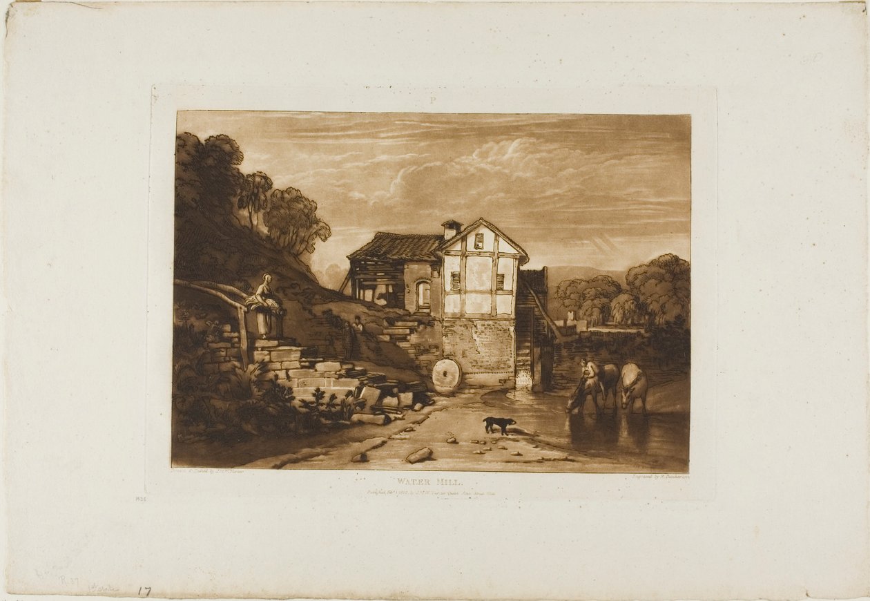 Vandmølle, plade 37 fra Liber Studiorum af Joseph Mallord William Turner