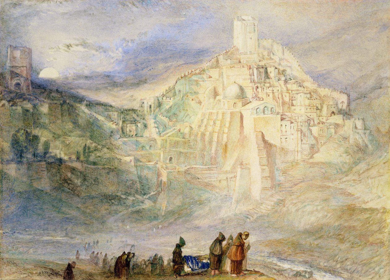 Wilderness A Engedi & Convent of Santa Saba (wc på papir) af Joseph Mallord William Turner