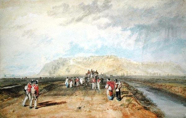 Winchelsea, Sussex, fra Rye Road (akvarel på papir) af Joseph Mallord William Turner