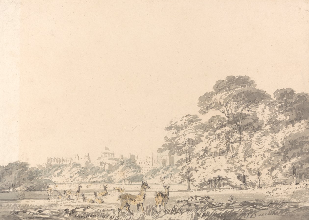 Windsor Castle og Park med hjorte af Joseph Mallord William Turner