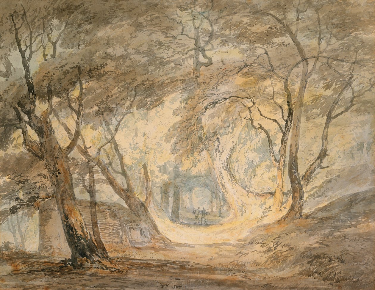 Skovscene med figurer, ca. 1798 (akvarel på papir) af Joseph Mallord William Turner
