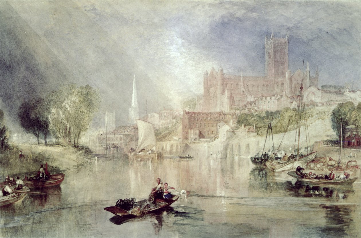 Worcester Cathedral og River Severn af Joseph Mallord William Turner