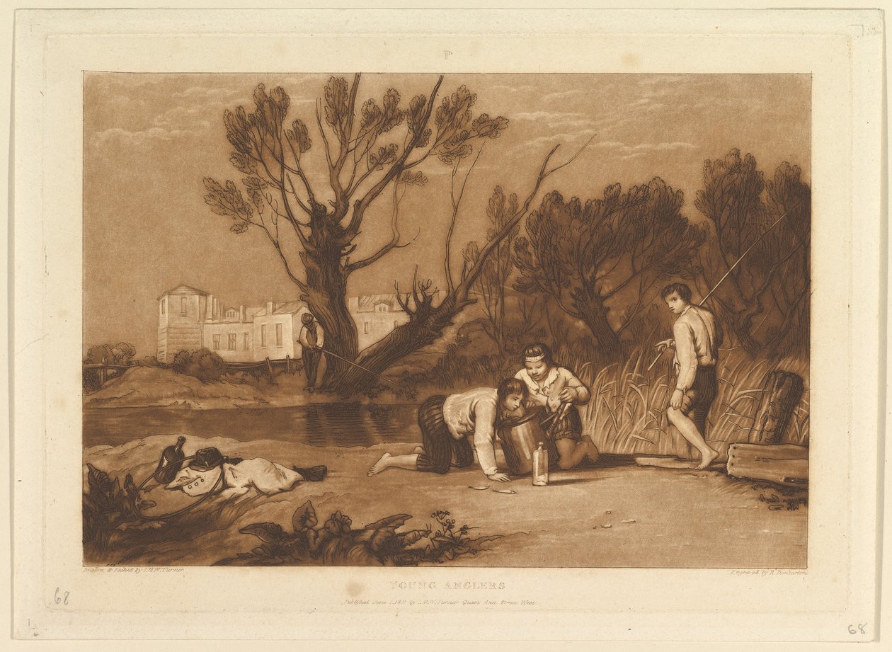 Young Anglers Liber Studiorum, del VII, tavle 32, 1. juni 1811. af Joseph Mallord William Turner