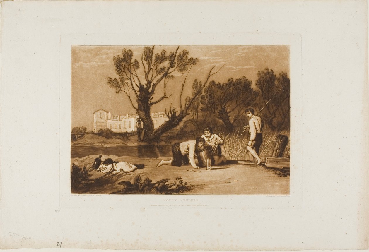 Young Anglers, tallerken 32 fra Liber Studiorum af Joseph Mallord William Turner