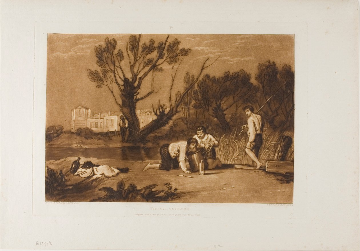 Young Anglers, tallerken 32 fra Liber Studiorum af Joseph Mallord William Turner