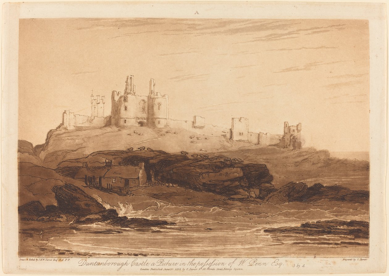 Dunstanburgh Slot af Joseph Mallord William Turner and Charles Turner