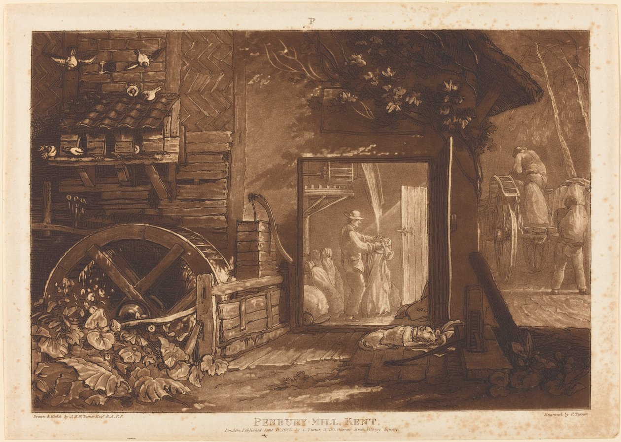 Pembury Mill, Kent af Joseph Mallord William Turner and Charles Turner