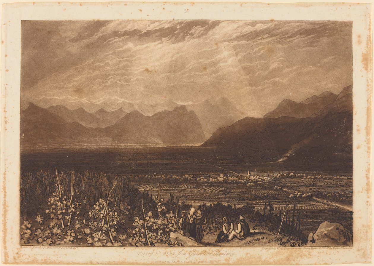Alpernes kæde fra Grenoble til Chamberi af Joseph Mallord William Turner and William Say