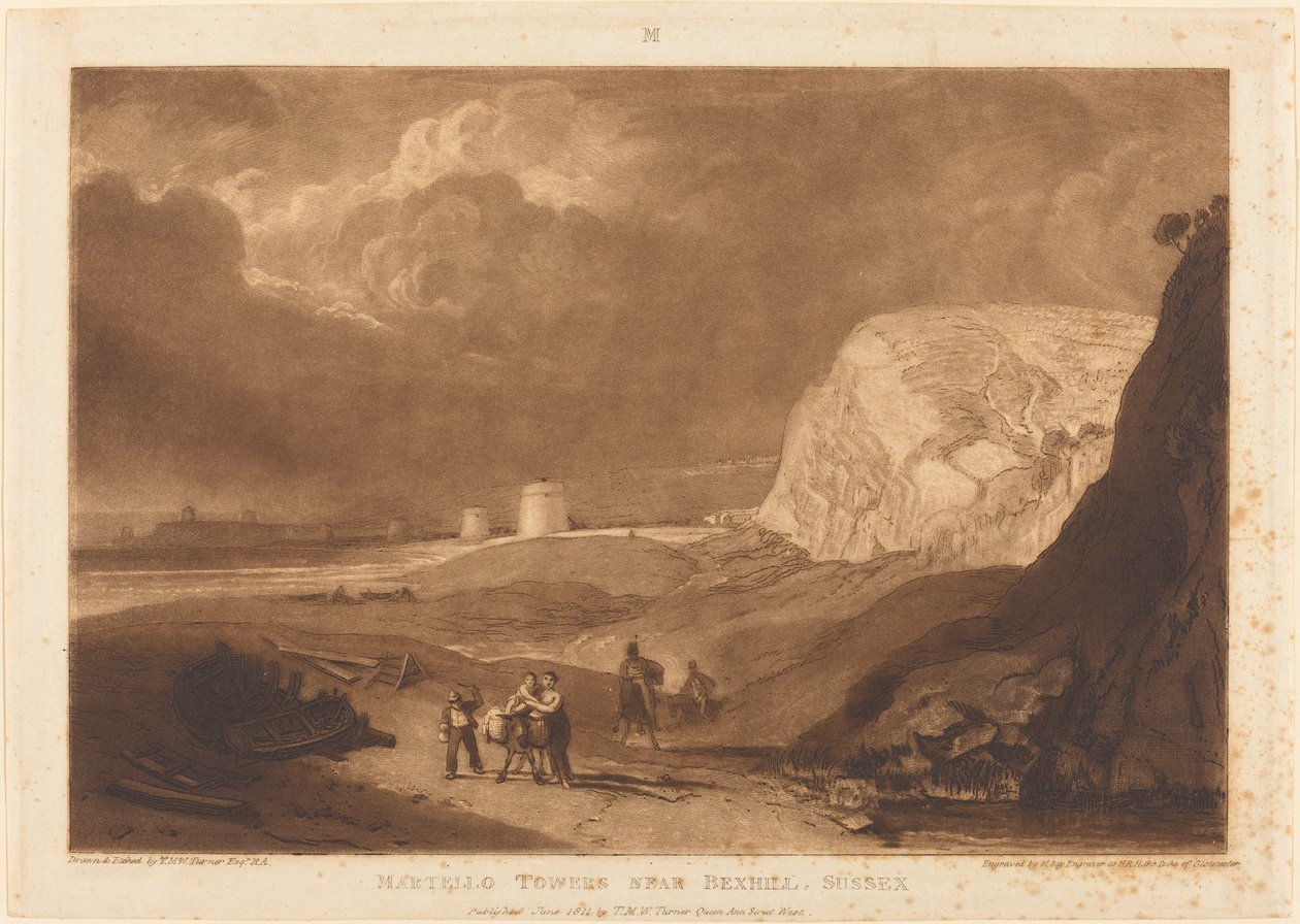 Martello Towers nær Bexhill, Sussex af Joseph Mallord William Turner and William Say