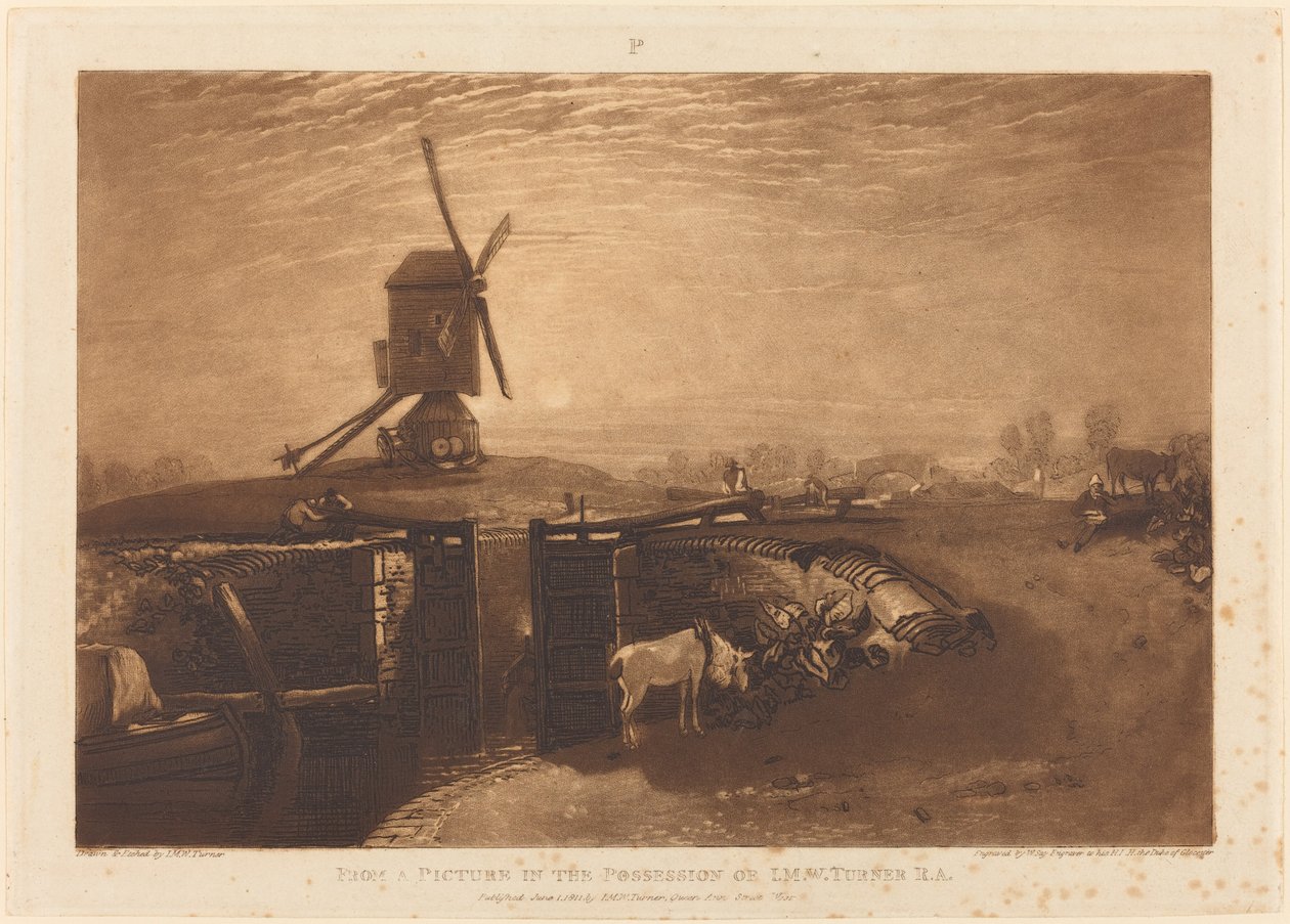 Vindmølle og Lås af Joseph Mallord William Turner and William Say
