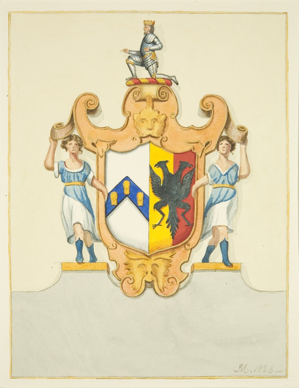 Arms of Bishop Newton på hans monument i Bristol Cathedral (akvarel på papir) af Joseph Manning