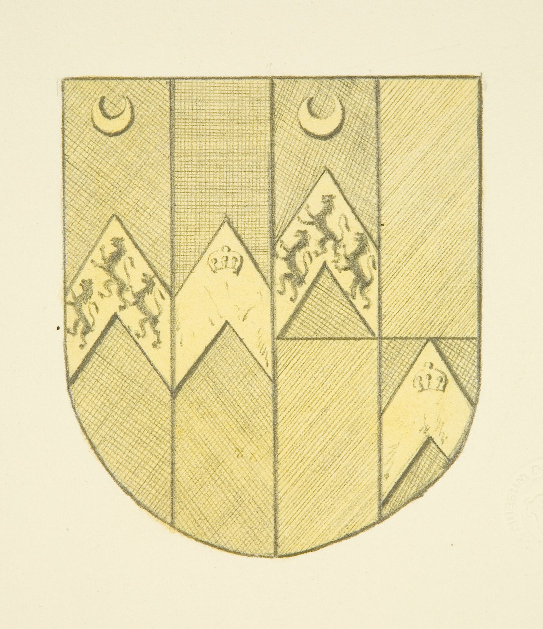 Arms of Brook(e?) på messingplade i St Mary Redcliffe (akvarel på papir) af Joseph Manning