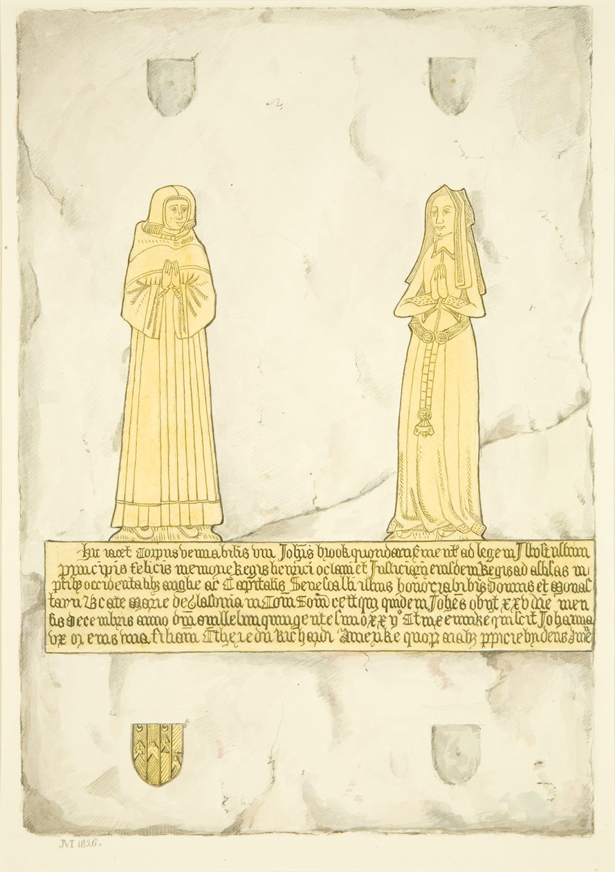 Messing af John Brooke og hans kone i St Mary Redcliffe (akvarel på papir) af Joseph Manning