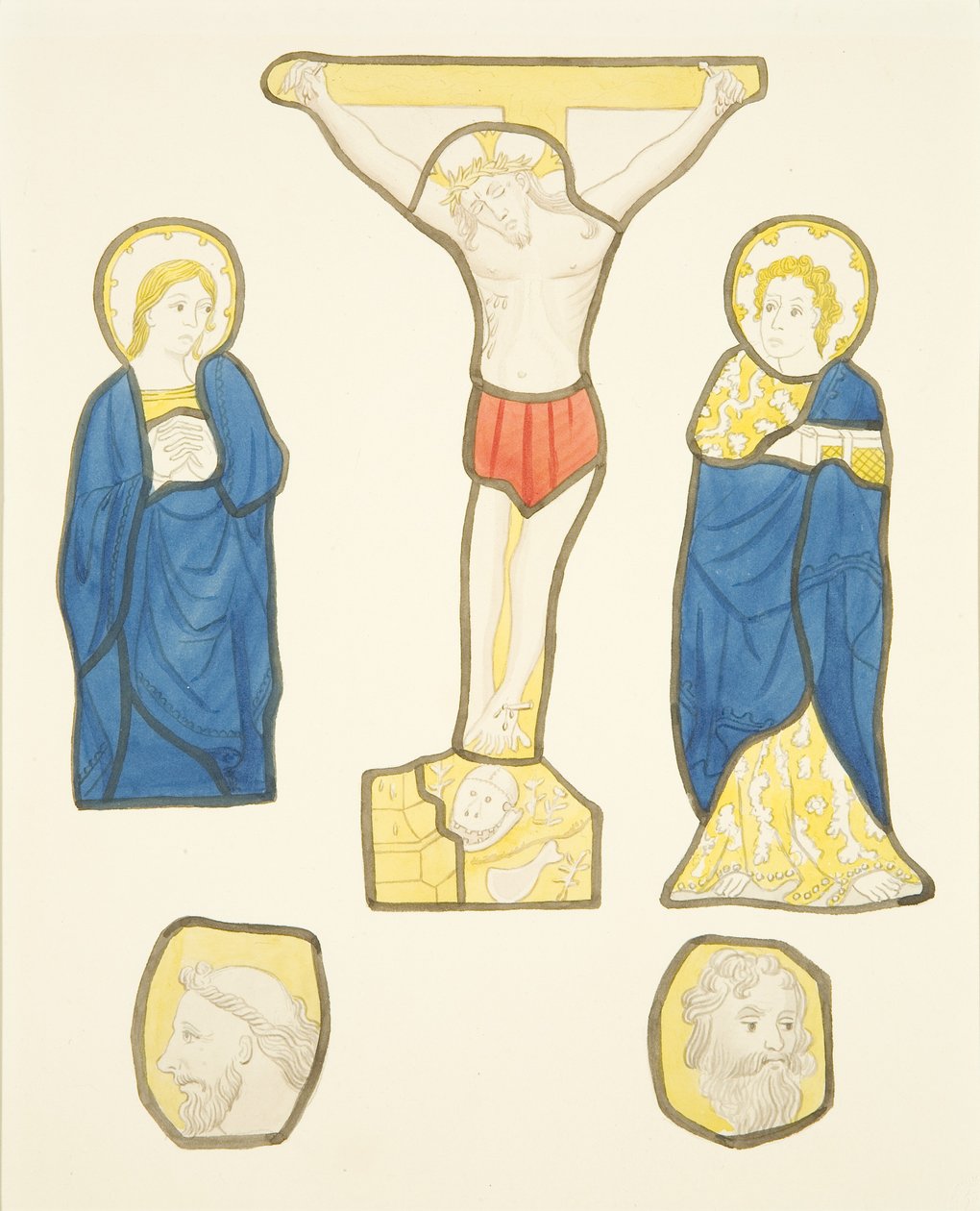 Figurer i farvet glas i privat vindue i Bishop