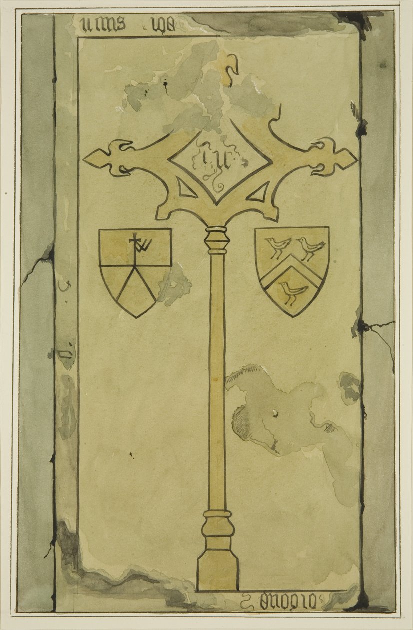 Gravsten i Temple Church (akvarel på papir) af Joseph Manning